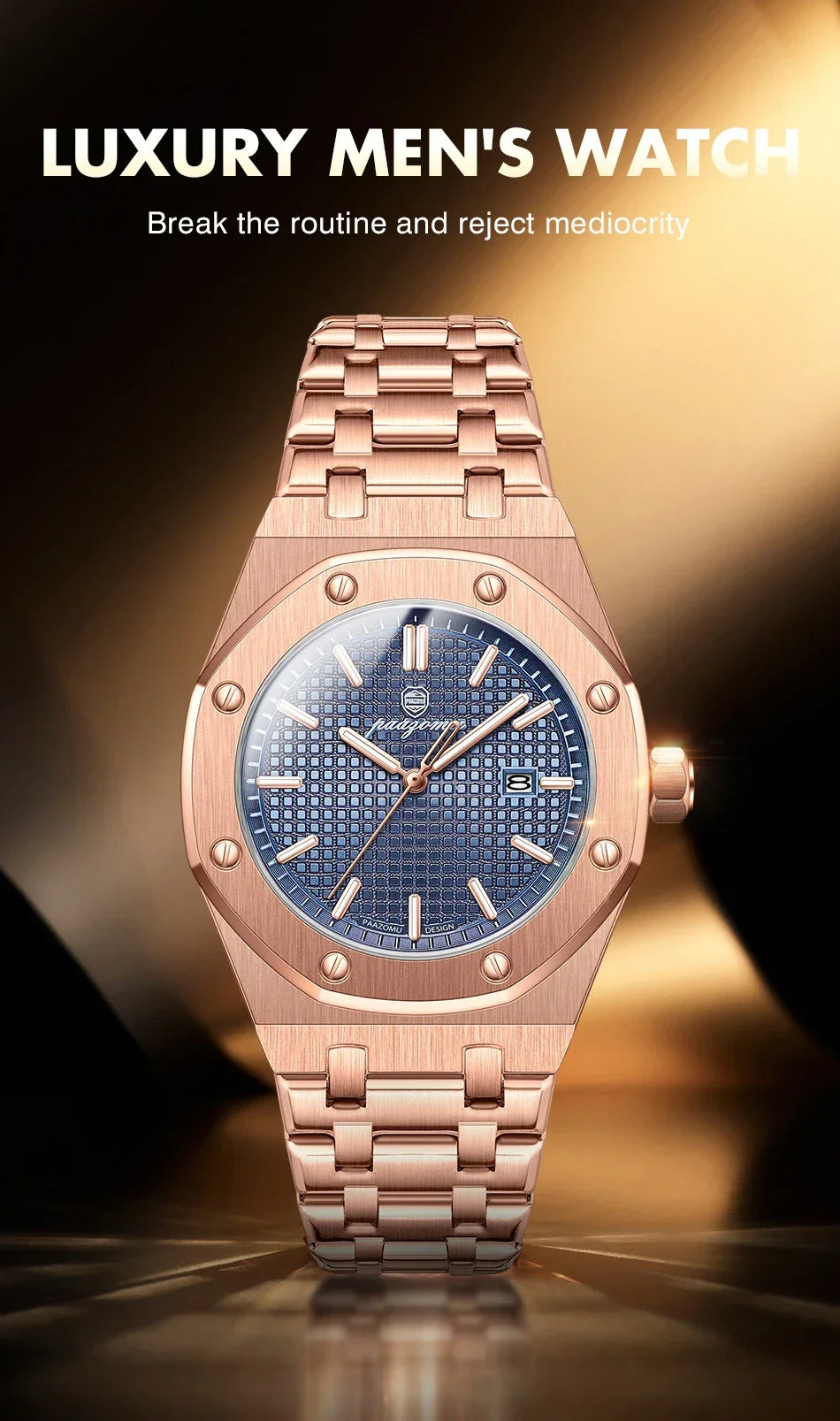 PENGAGAR Square Luxury Men Wristwatch Waterproof Luminous Date Stainless Steel Male Clock Business Sports Quartz Watches For Men - Evallys.com