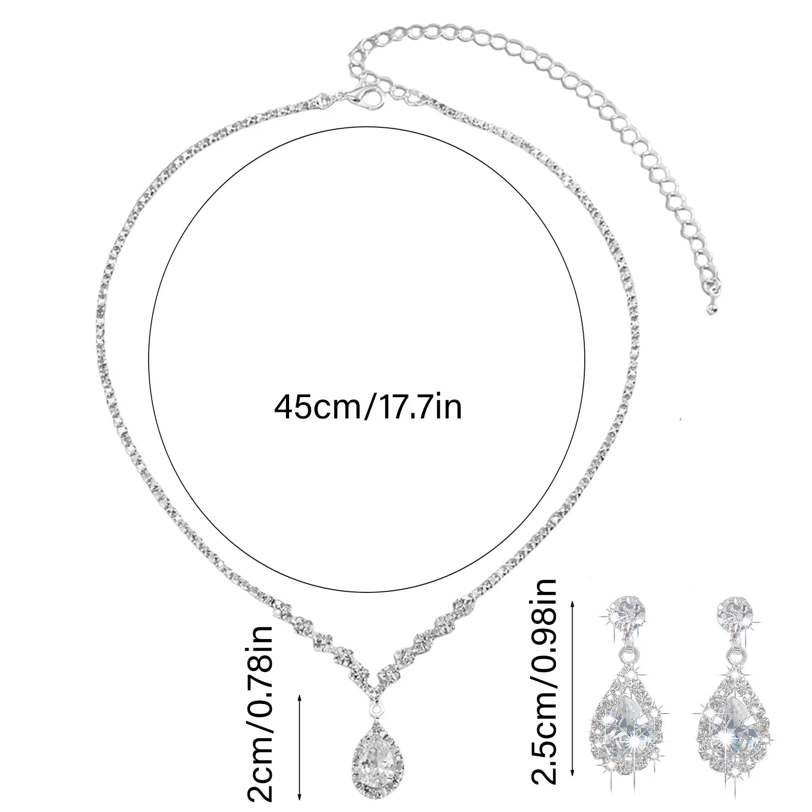 Wedding Season Women's Fashion Droplet Necklace and Earring Set Banquet Party Accessories - Evallys.com