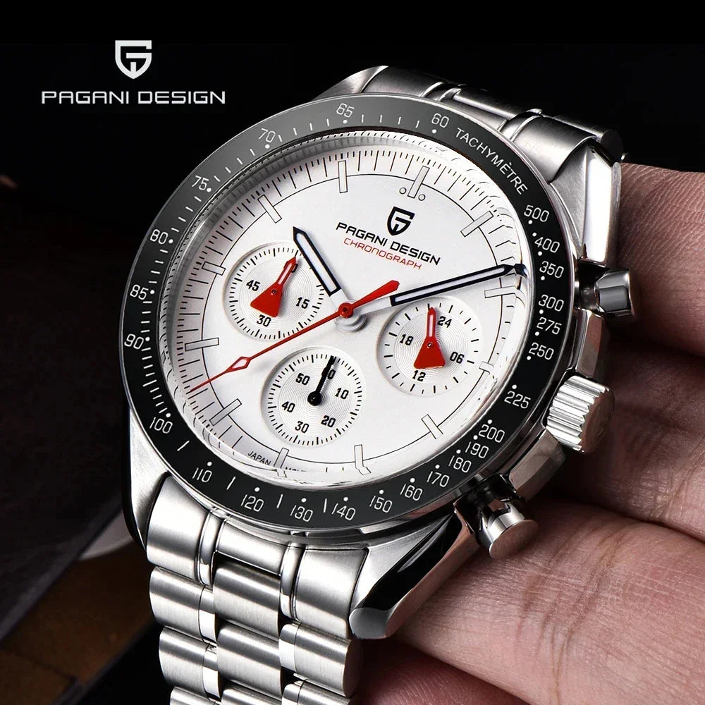 PAGANI DESIGN V4 New Quartz Men's Automatic Date Speed Chronograph Sapphire Mirror Sport Waterproof Watch All Steel VK63 Watches - Evallys.com