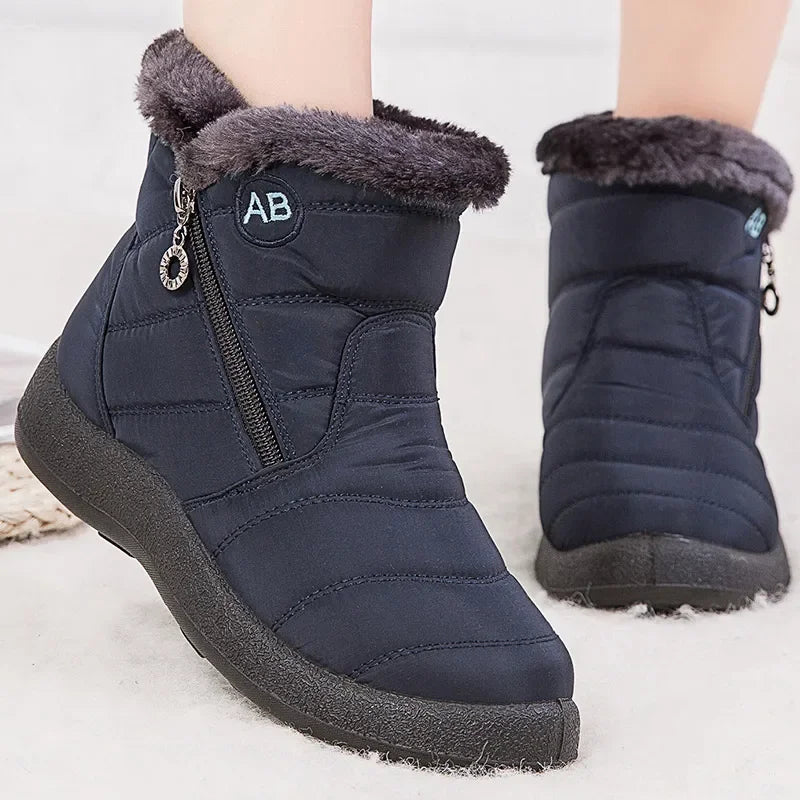 Women's Boots Women's Ankle Boots With Fur Winter Shoes Women Low Heels Winter Boots Snow Waterproof Botas Mujer Winter Footwear - Evallys.com