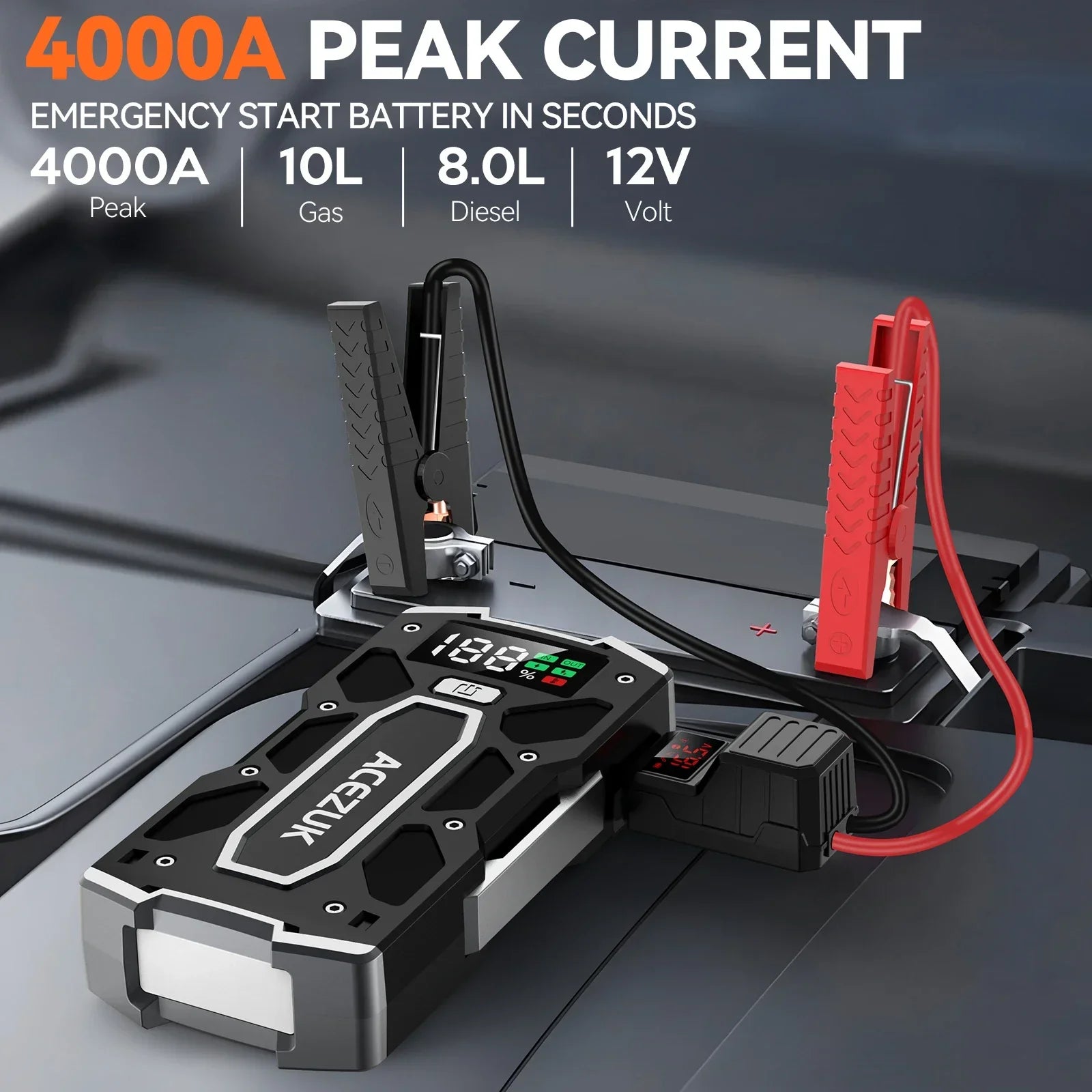 4000A Car Jump Starter Power Bank 12V 21800mAh Starting Device Emergency Car Battery Charger Booster Buster For 10L 8.0L - Evallys.com