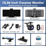 10.26'' Dash Cam 4K Car Mirror Video Player Wireless Carplay Android Auto GPS Car Monitor Multimedia Rearview Camera Dashboard - Evallys.com