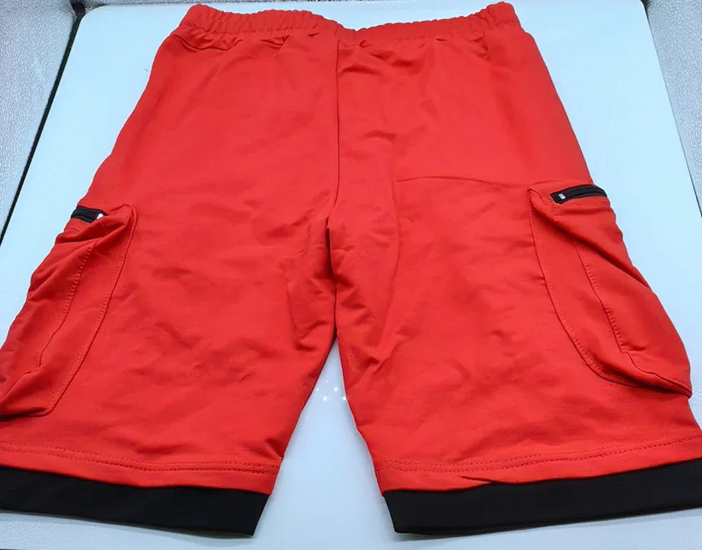 Mens Summer Cargo Shorts Cotton Workout Fitness Shorts Breathable Jogger Training Gyms Bodybuilding Multi Pocket Yellow Shorts - Evallys.com