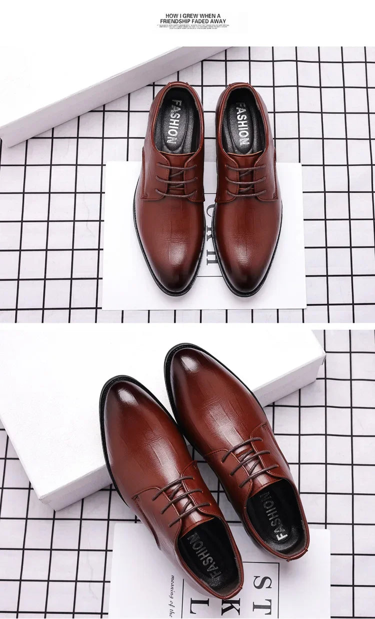 Mens Leather Dress Shoes Men's Formal Social Male Shoe Casual Business Pointed Toe Luxury Party Designer Shoes for Men - Evallys.com