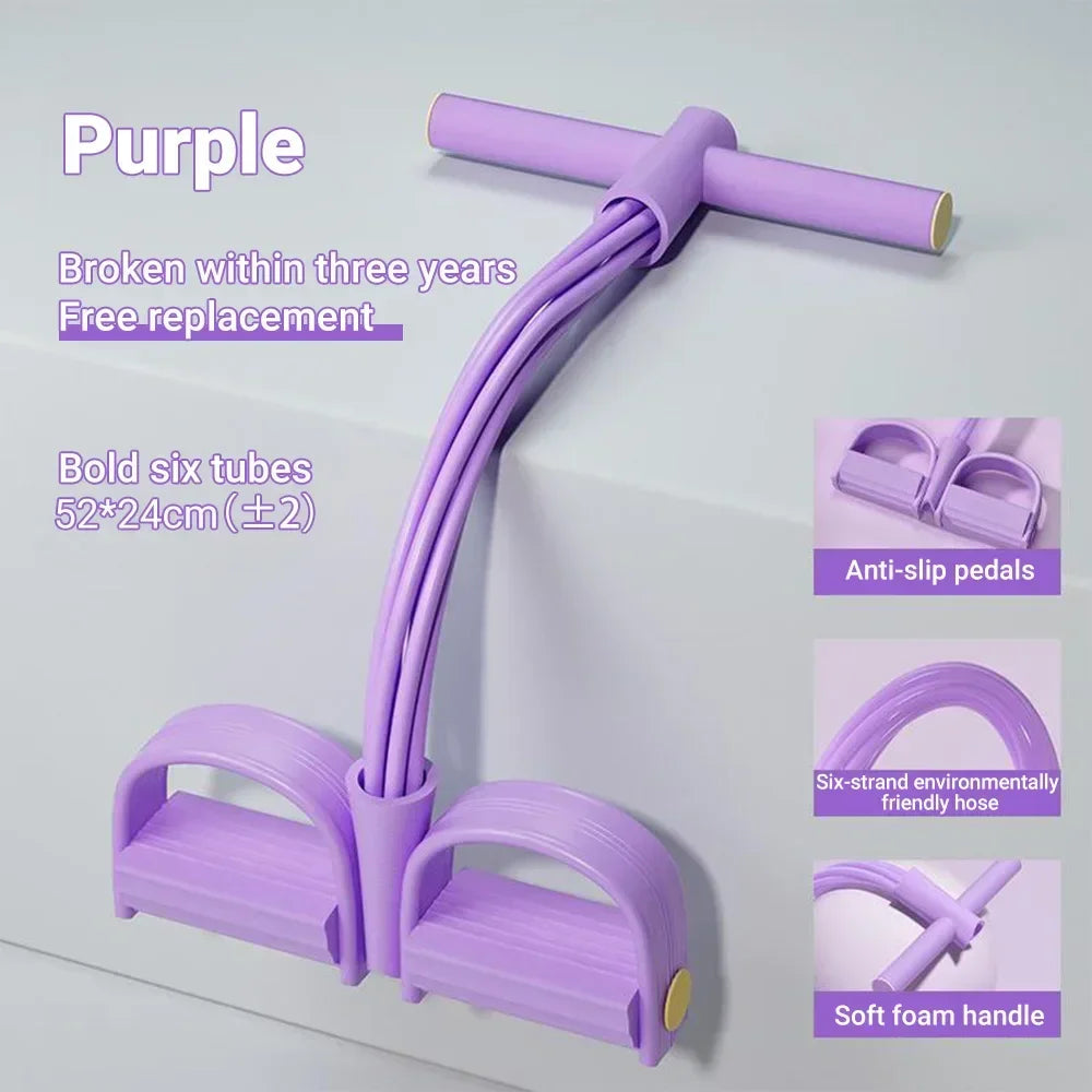 6-Tube Resistance Bands Yoga Pedal Puller Abdomen Waist Arm Training Elastic Pull Rope fitness Exercise At Alo yoga mujer - Evallys.com