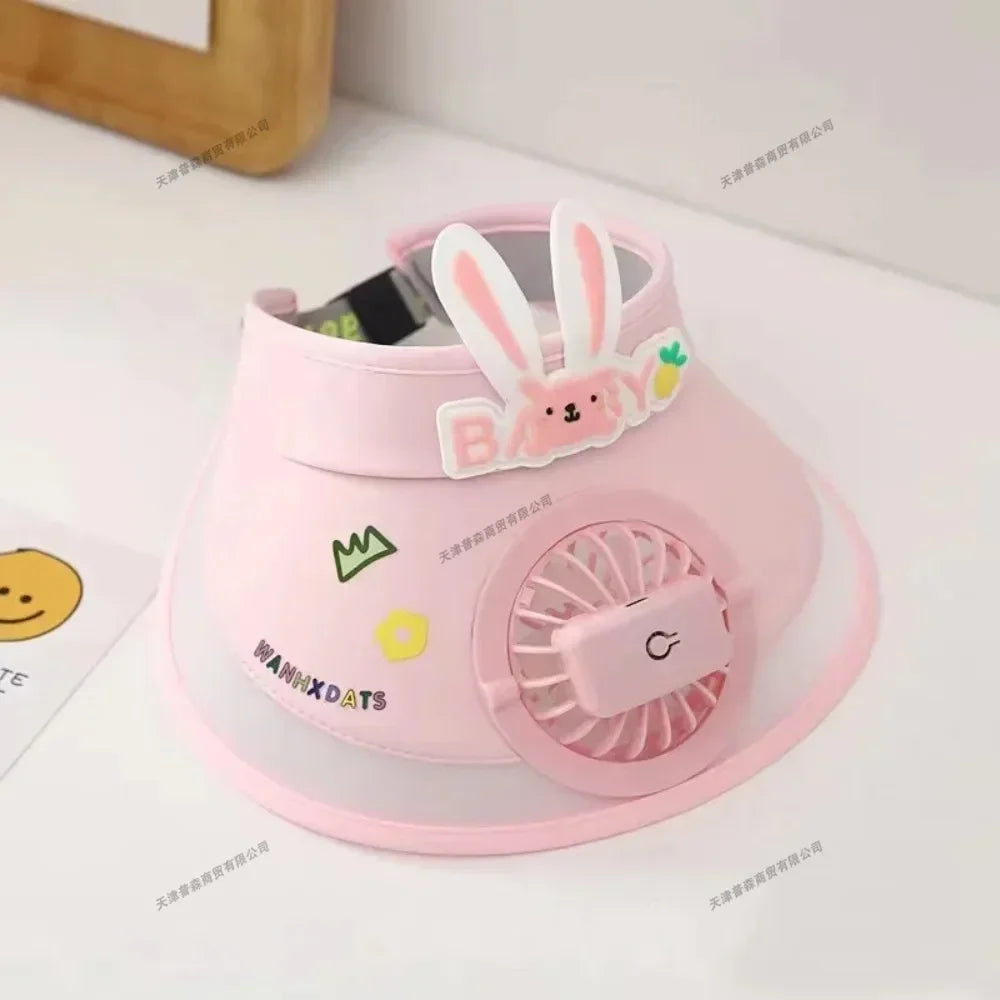 USB Rechargeable Sun Hat with Built-in Fan Children's Summer Adjustable Fan Cap Sunscreen Hat Kids Outdoor Sunshade Accessories - Evallys.com
