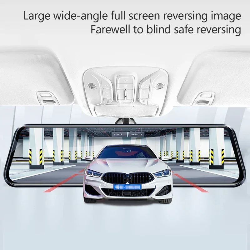 10 Inch Mirror Camera for Car Touch Screen Video Recorder Rearview Mirror Dash Cam Front and Rear Camera Mirror DVR Black Box - Evallys.com