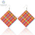 SOMESOOR Madras & Plaid Fabric Design Wooden Drop Earrings Afro Ethnic Headwrap Pattern Print Ear Dangle Jewelry For Women Gifts - Evallys.com