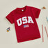 Independence Day Kids T-Shirt with USA Flag Embroidery Patriotic Short Sleeve Tee for Boys Loose Fit Summer Top - Evallys.com