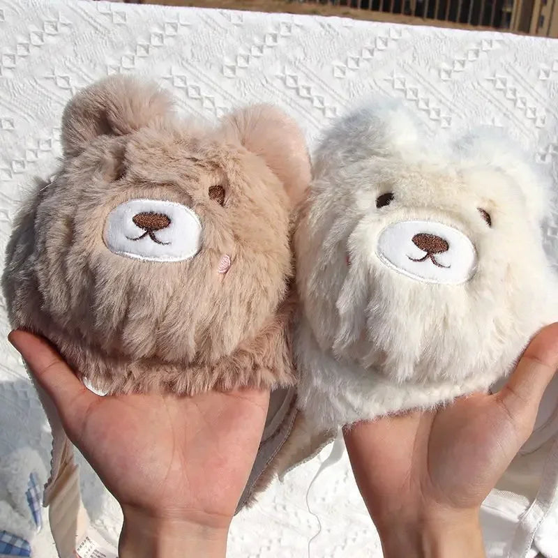 Japanese Girls Winter Soft Ropa Interior Cute Lingerie for Women Cartoon Bear Students Plush Sexy Bras Wireless Thin Bra Set - Evallys.com