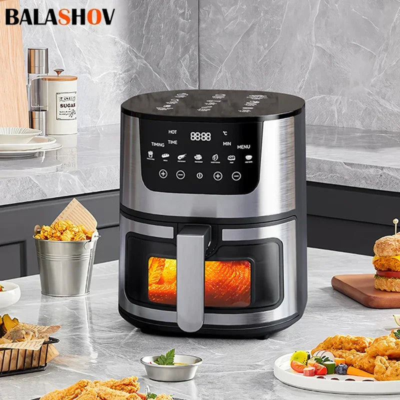 7L Electric Air Fryer Smart Multi-function Hot Convection Oven Deep Fryer Without Oil LED Touch Control 1400W Visible Window - Evallys.com