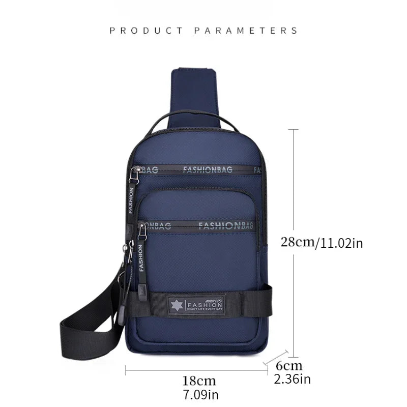 Men’s Chest Bag – Large Capacity Nylon Crossbody Travel Shoulder Bag - Evallys.com