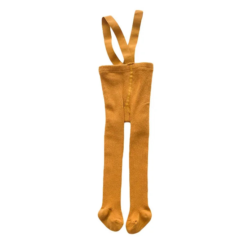 Children s Solid Color Winter Leggings with Stretchable Suspender Tights for Girls and Boys - Infant and Toddler Baby Pantyhose - Evallys.com