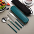 Portable Cutlery Set for Camping & Travel 4pcs Stainless Steel Knife, Fork, Spoon Kit with Storage Box