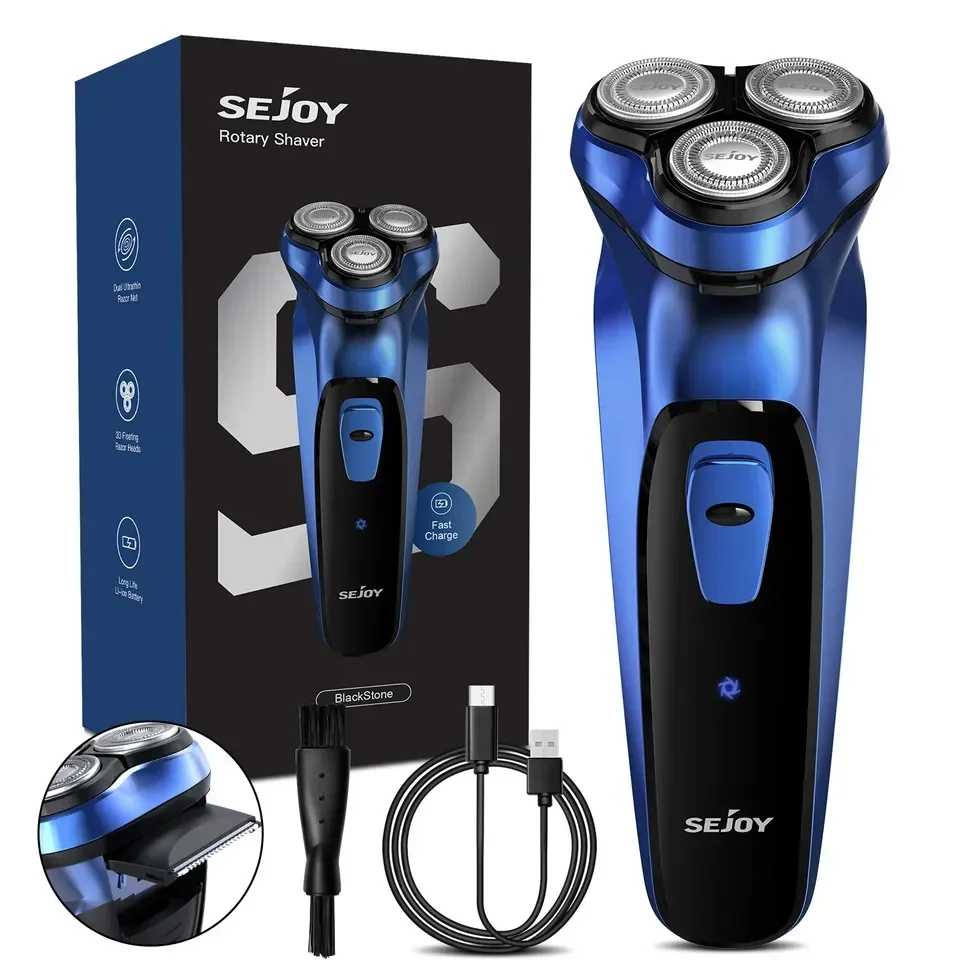 SEJOY Rechargeable Wet & Dry Use Electric Shaver Pop-up Hair Trimmer Rotary Shaving Machine Razor - Evallys.com