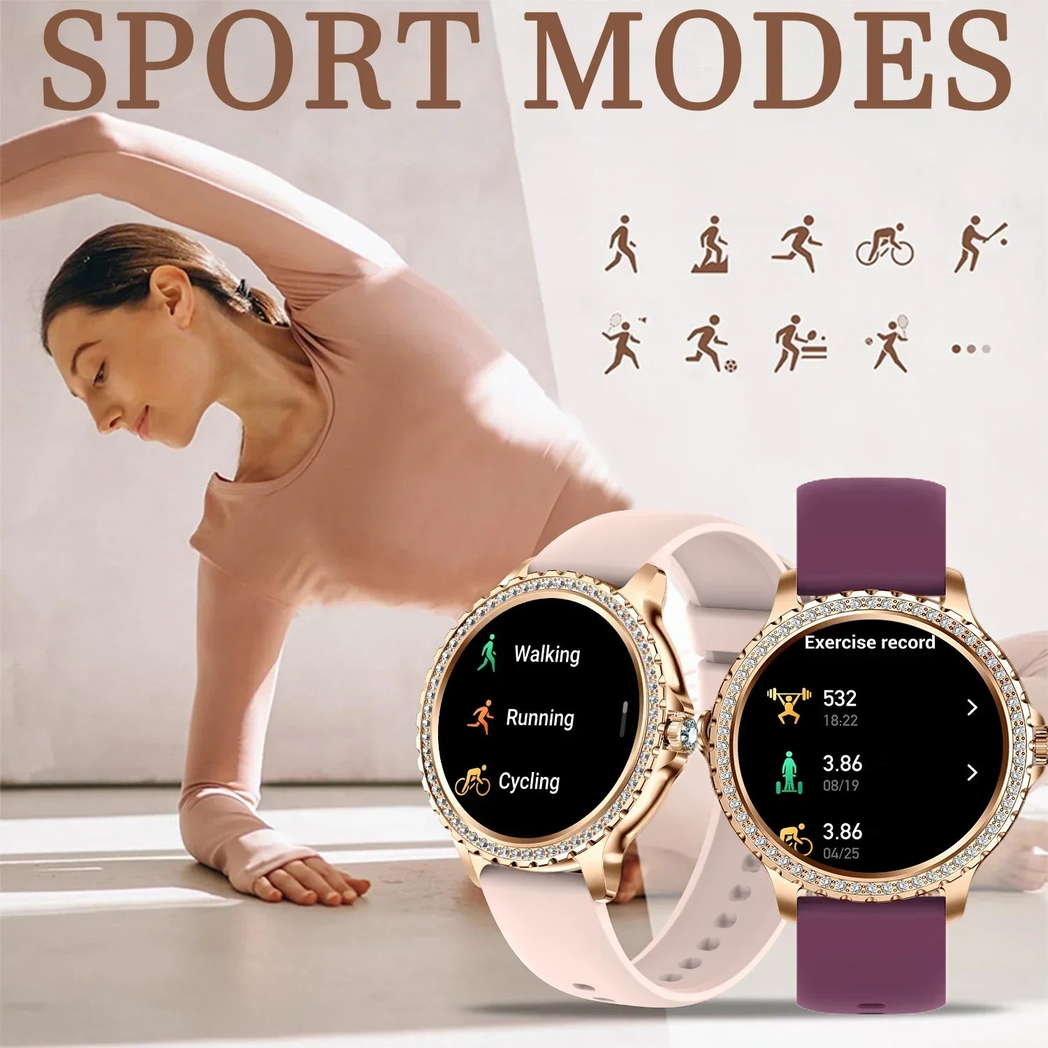 Smart Watch For women - 1.32" Touchscreen Fitness Tracker with Wireless Calls, Music Time Display, Step Counting - Evallys.com