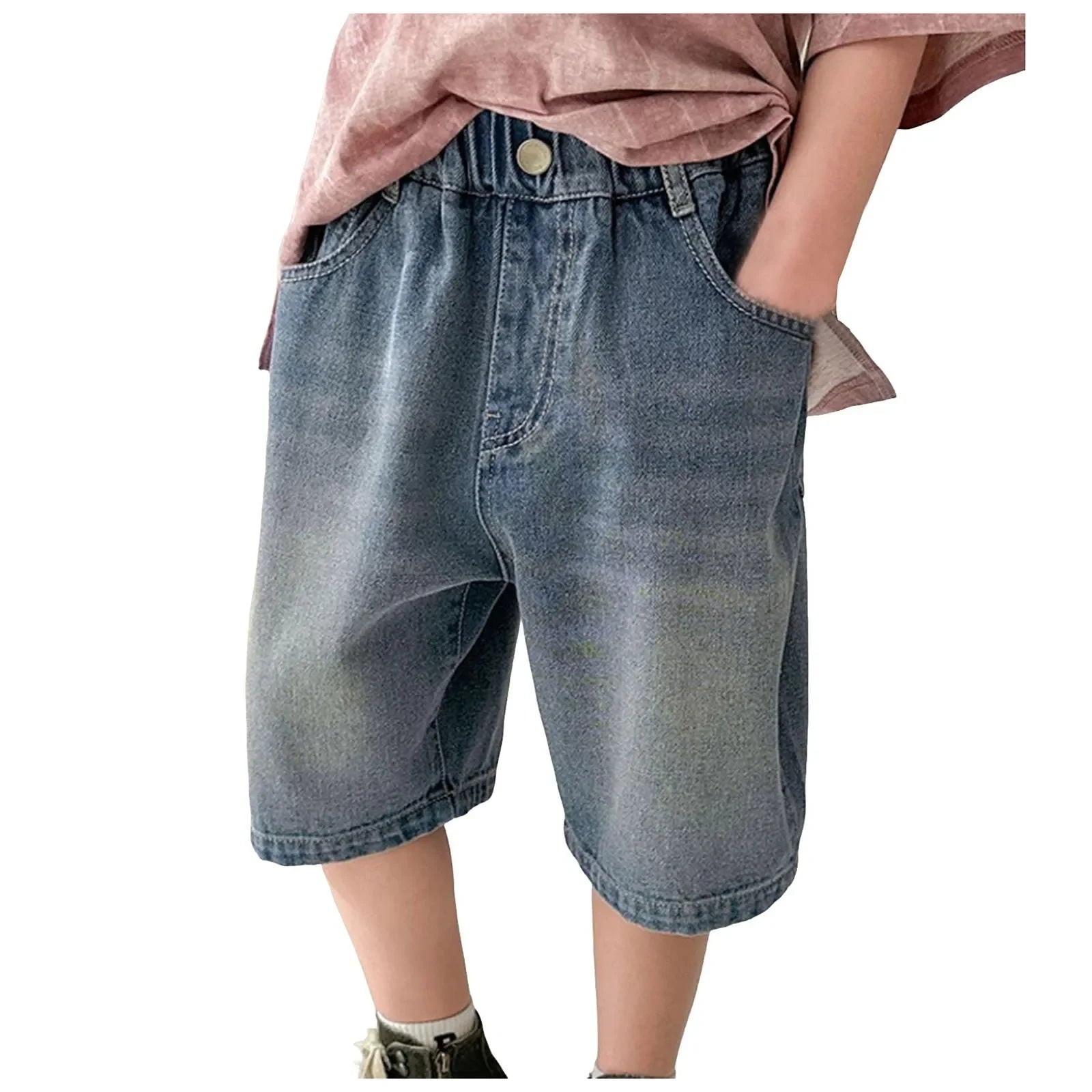 Long Shorts Boys Denim Shorts Boys Straight Jeans Shorts Summer Casual Shorts With Pocket Boys' Shorts Thin Kids Shorts 8 9 - Evallys.com