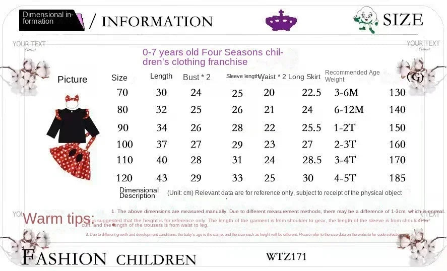 Minnie Mouse Girl Suit Children's Dress Baby Clothes Set Summer Birthday Costume Polka Dot Sundress Bow Headband Skirt Set - Evallys.com