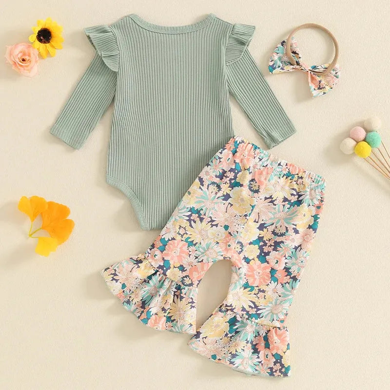 Adorable Baby Girls Winter Outfits Cozy Knit Sweater and Fleece Lined Leggings Set with Matching Bow Headband 3 Piece Clothing - Evallys.com