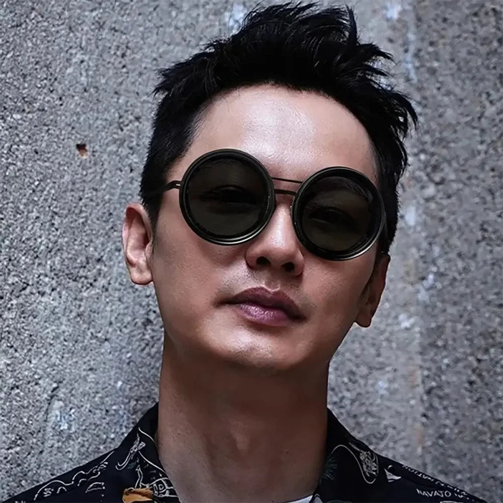 ND9 adjustable dimming sunglasses Retro Punk round men's outdoor fishing UV400 polarized driving sunglasses for Driving Fishing - Evallys.com