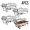 Chafing Dish Buffet Set 8QT Electric Stainless Steel 2/4/ Pack Full Size Pans Food Warmer Chafing Fuel Holder for Party Catering