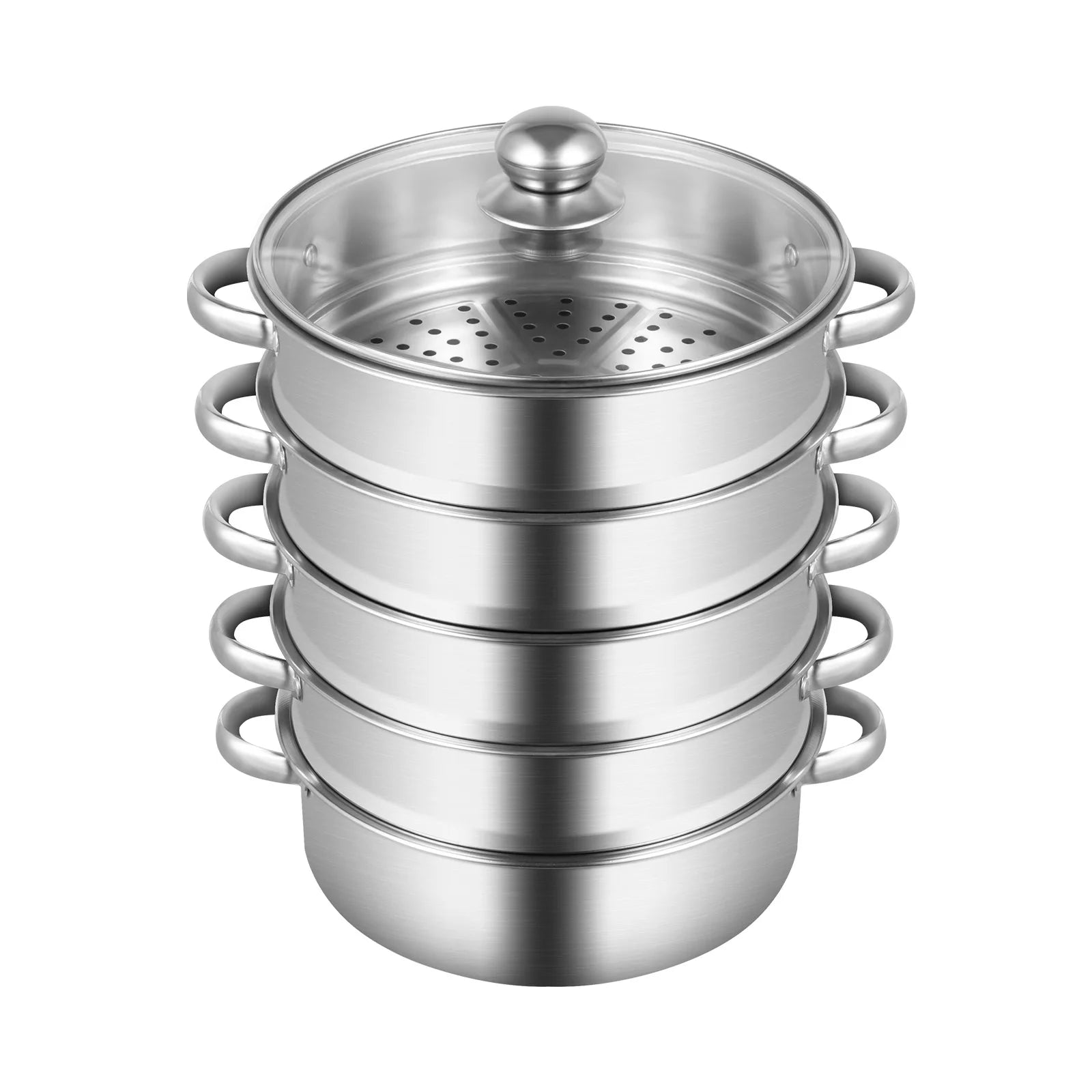 26CM 5 Tier Stainless Steel Steam Cooker Steamer Food Vegetable Pot Kitchen