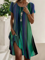 Ethnic Print O-Neck Midi Dress – Summer Casual Beach Vacation Wear - Evallys.com