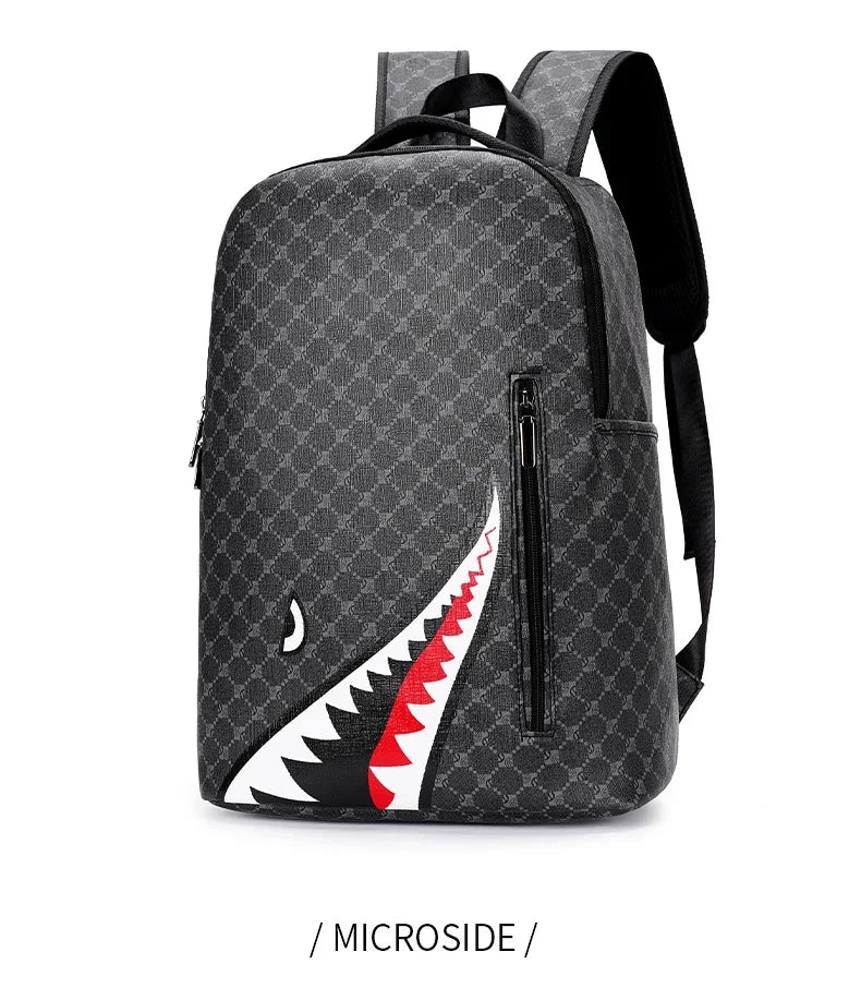 Shark Mouth Plaid Backpack – Large Laptop Bag for School & College - Evallys.com