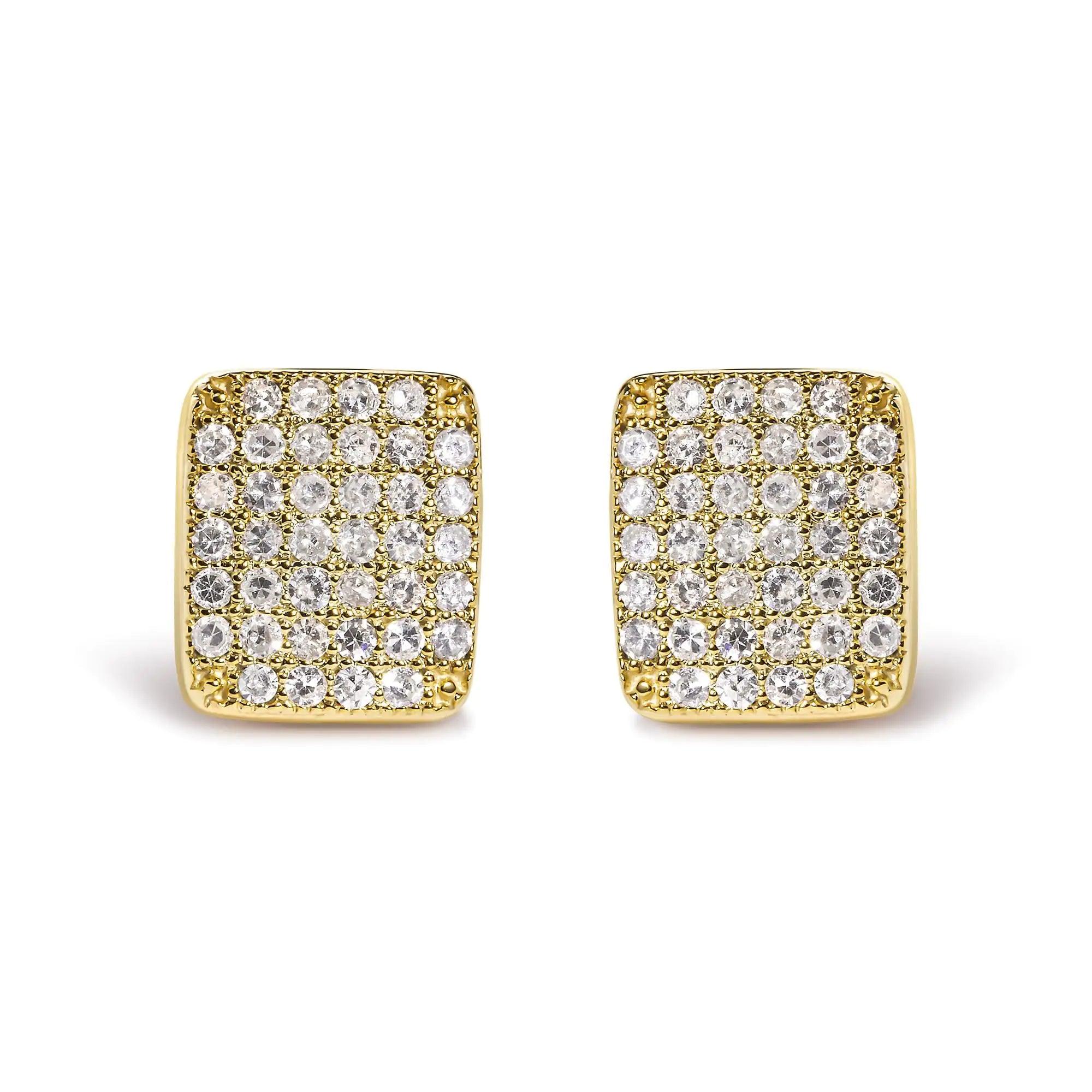 14K Yellow Gold 1/2 Cttw Diamond Square Shaped Composite Cluster Stud  Earrings (I-J Color, I1-I2 Clarity) - Evallys.com # #