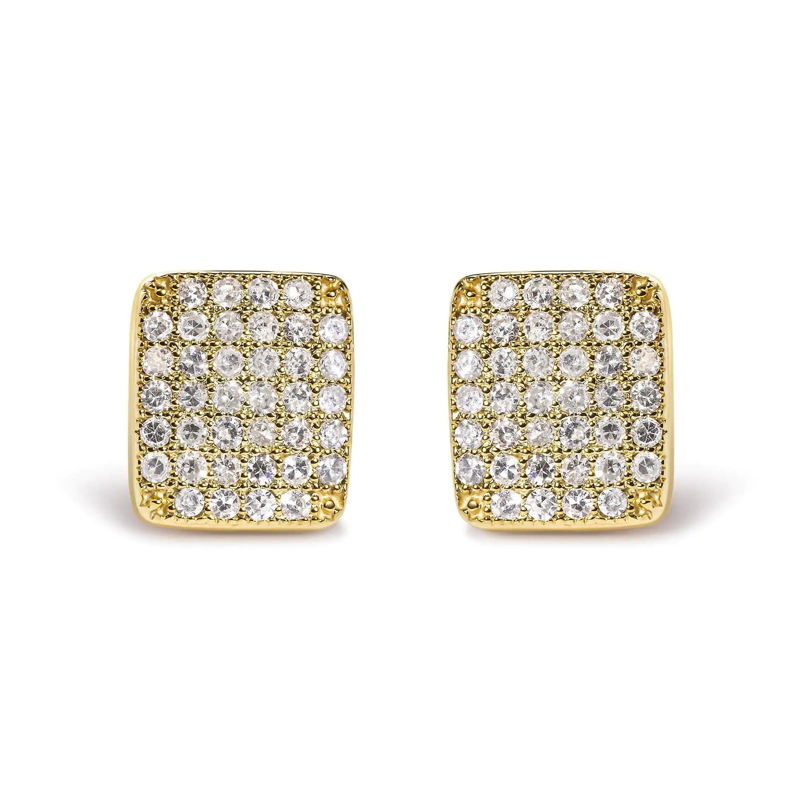 14K Yellow Gold 1/2 Cttw Diamond Square Shaped Composite Cluster Stud  Earrings (I-J Color, I1-I2 Clarity) - Evallys.com # #