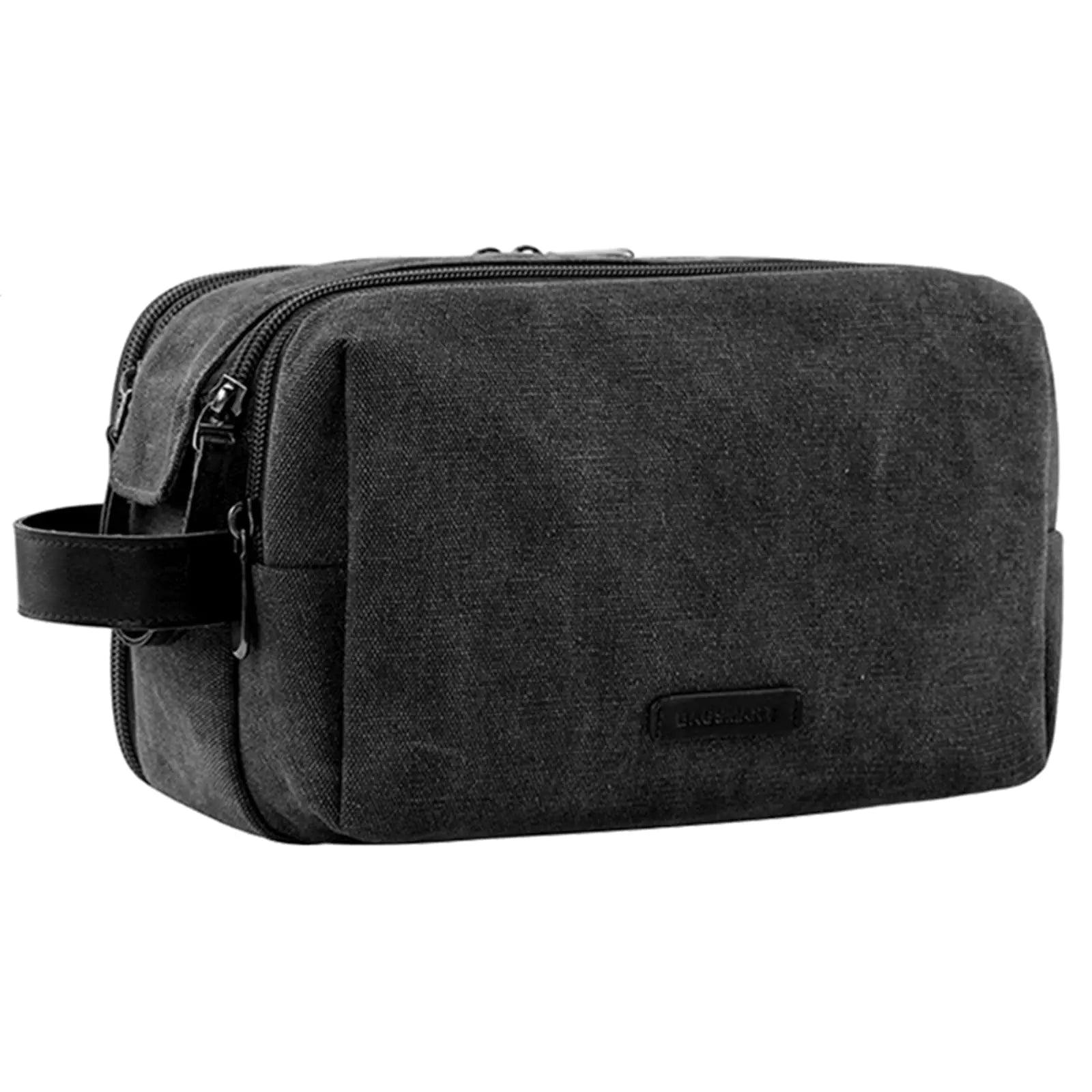 BAGSMART Toiletry Bag for Men, Canvas Travel Toiletry Organizer Dopp Kit Water-resistant Shaving Bag for Toiletries Accessories,Black-Medium Black Medium - Evallys.com # #