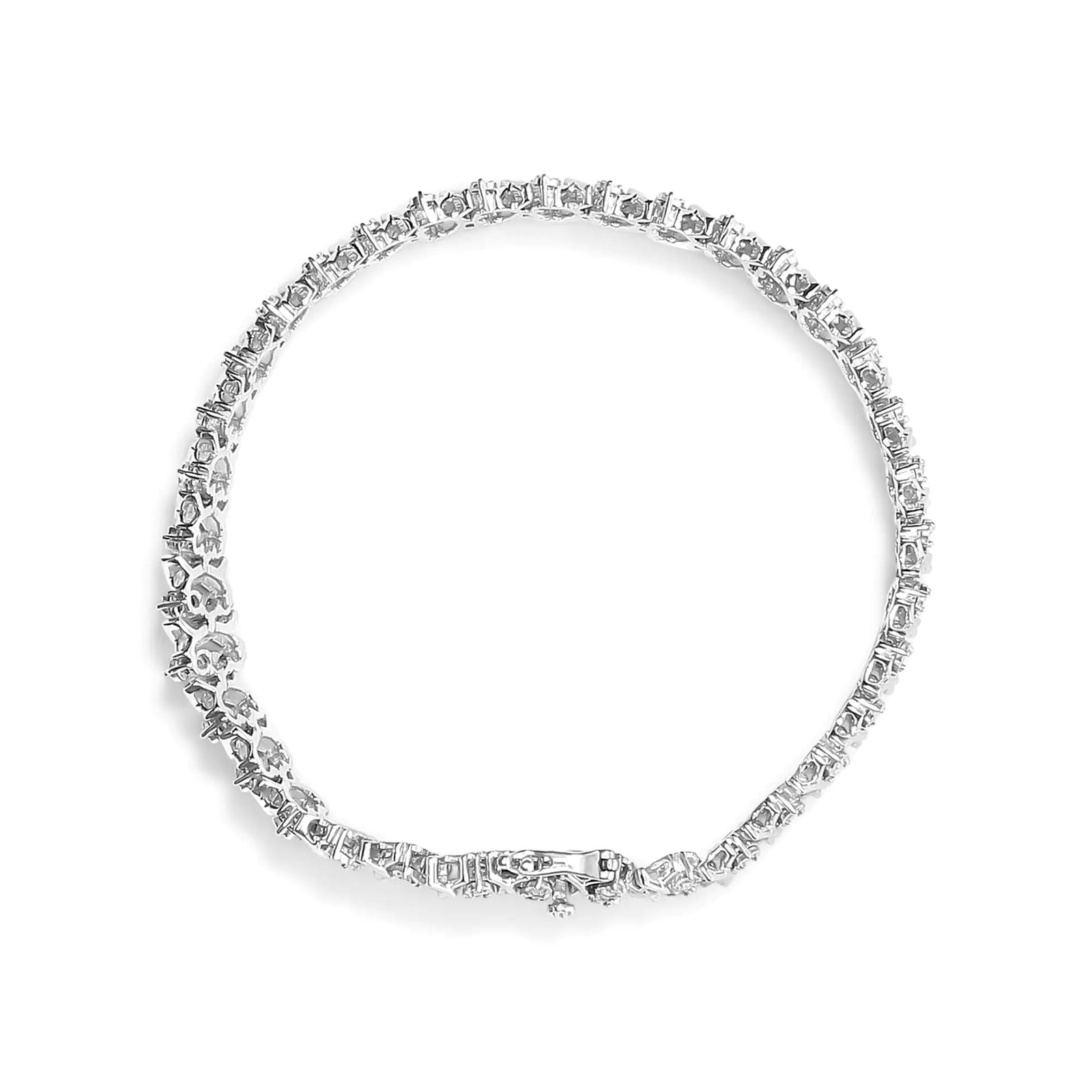 .925 Sterling Silver 1.0 Cttw Miracle Set Diamond 3 Row Wave Link Bracelet (I-J Color, I2-I3 Clarity) - 7.25