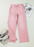 Sidefeel Women's Wide Leg Jeans High Waisted Strechy Raw Hem Denim Pants 18 Pink - Evallys.com # #