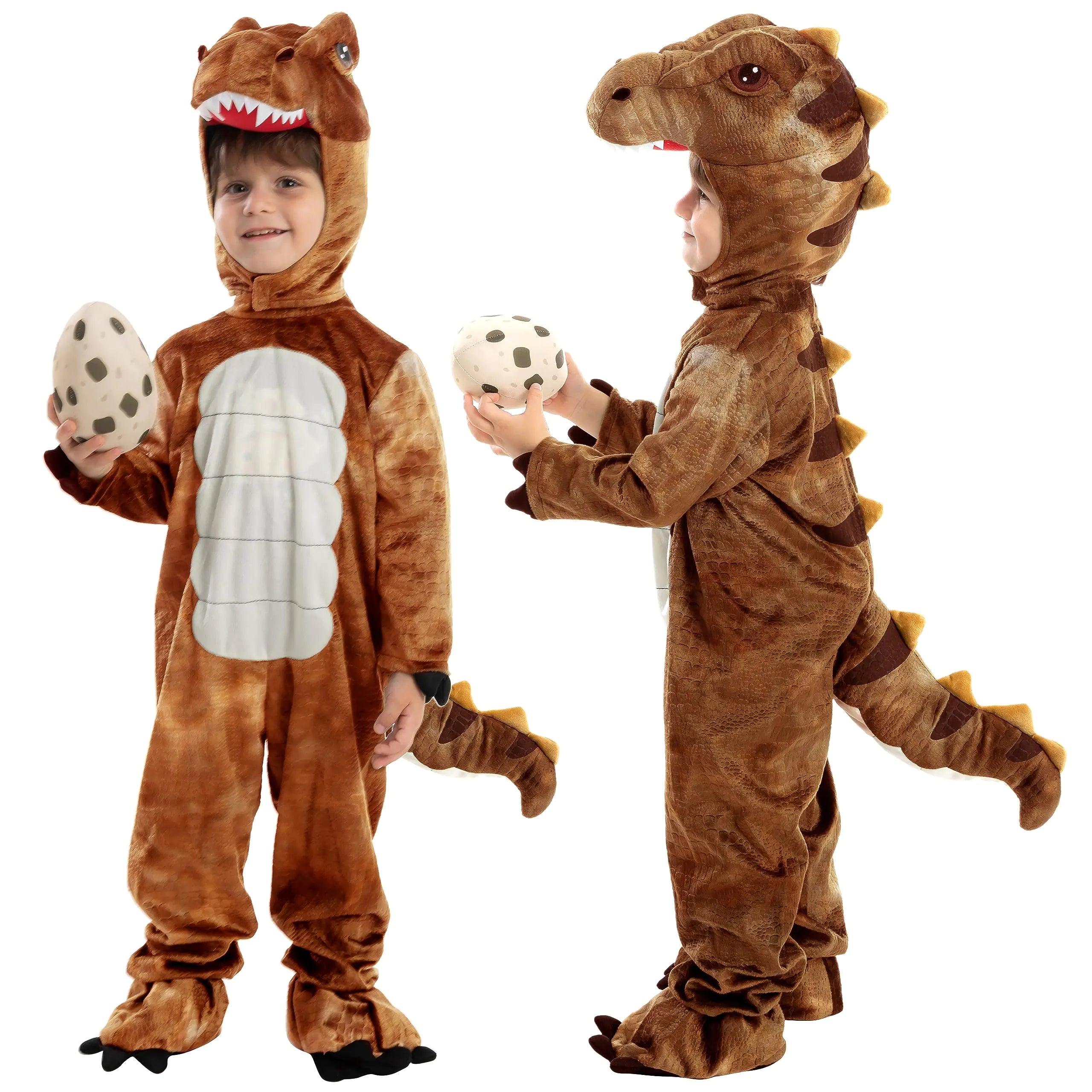 Spooktacular Creations Realistic T-rex Costume Outfit Dinosaur Jumpsuit with Egg for Kids Toddler Halloween Dress-up Party Bronze 3T(3-4 yrs) - Evallys.com # #