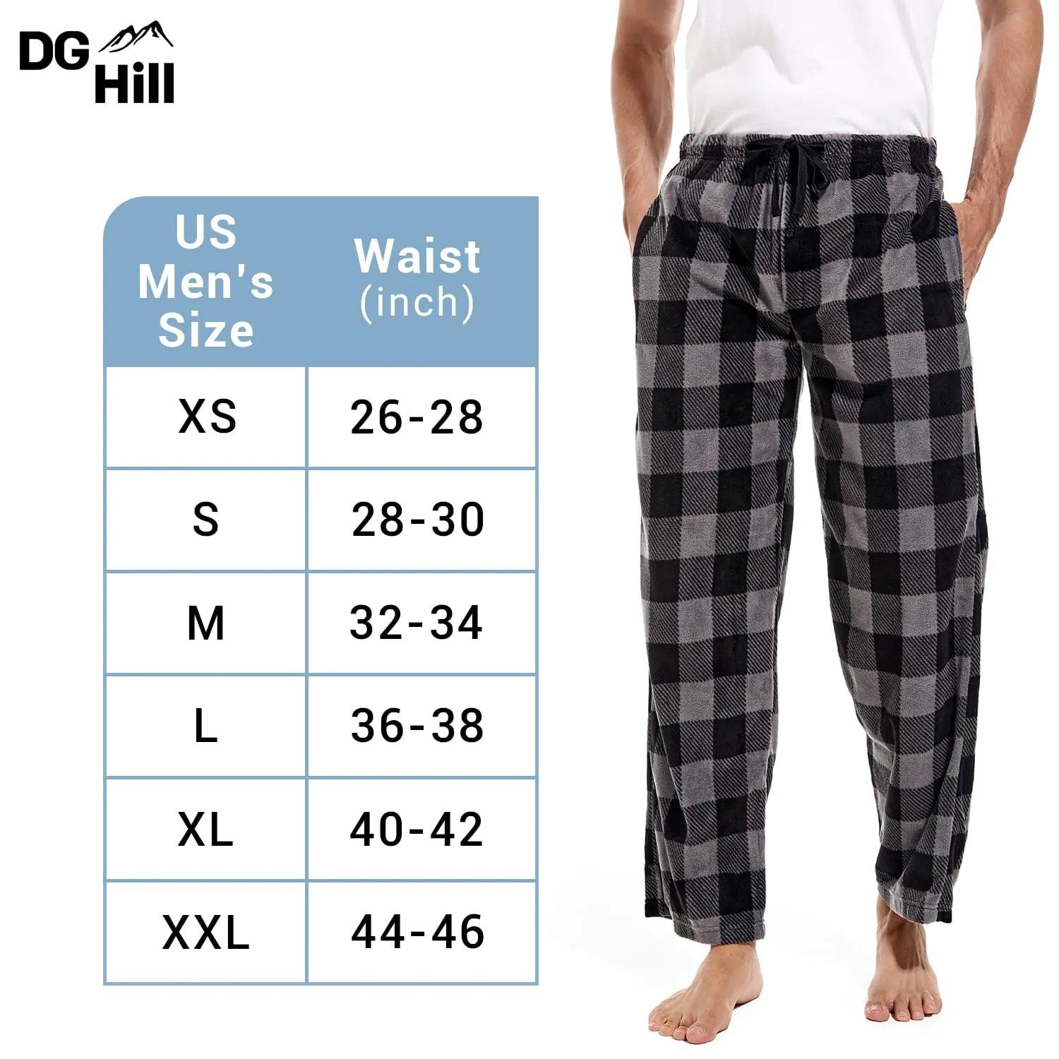 DG Hill 1Pack or 3Pack Mens PJ Pajama Pants Bottoms Fleece Lounge Pants Sleepwear Plaid PJs with Pockets Microfleece X-Large 1pack-green Camo - Evallys.com # #