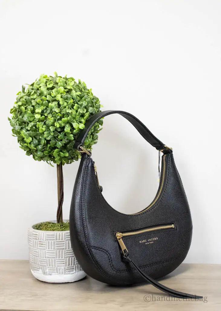 Marc Jacobs Small Black Pebbled Leather Crescent Shoulder Hobo Handbag - Evallys.com # #