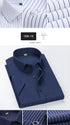 2022 Plus Size 8xL 7XL 6XL Men's Business Short Sleeve Fomal Shirts Man Striped Summer Work Dress Shirt Soft White - Evallys.com