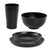 4/16Pcs Black Plastic Cutlery Set Reusable Plates Bowl Cups 4 Sets for Kitchen Outdoor Camping Party Dinnerware Dishes Set