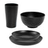 4/16Pcs Black Plastic Cutlery Set Reusable Plates Bowl Cups 4 Sets for Kitchen Outdoor Camping Party Dinnerware Dishes Set