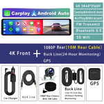 11.26" 4K 2160P Car Dvr Carplay Android Auto Dash Cam GPS WIFI BT FM Stream Rear View Mirror Dashcam Dvrs Camera Drive Recorder - Evallys.com
