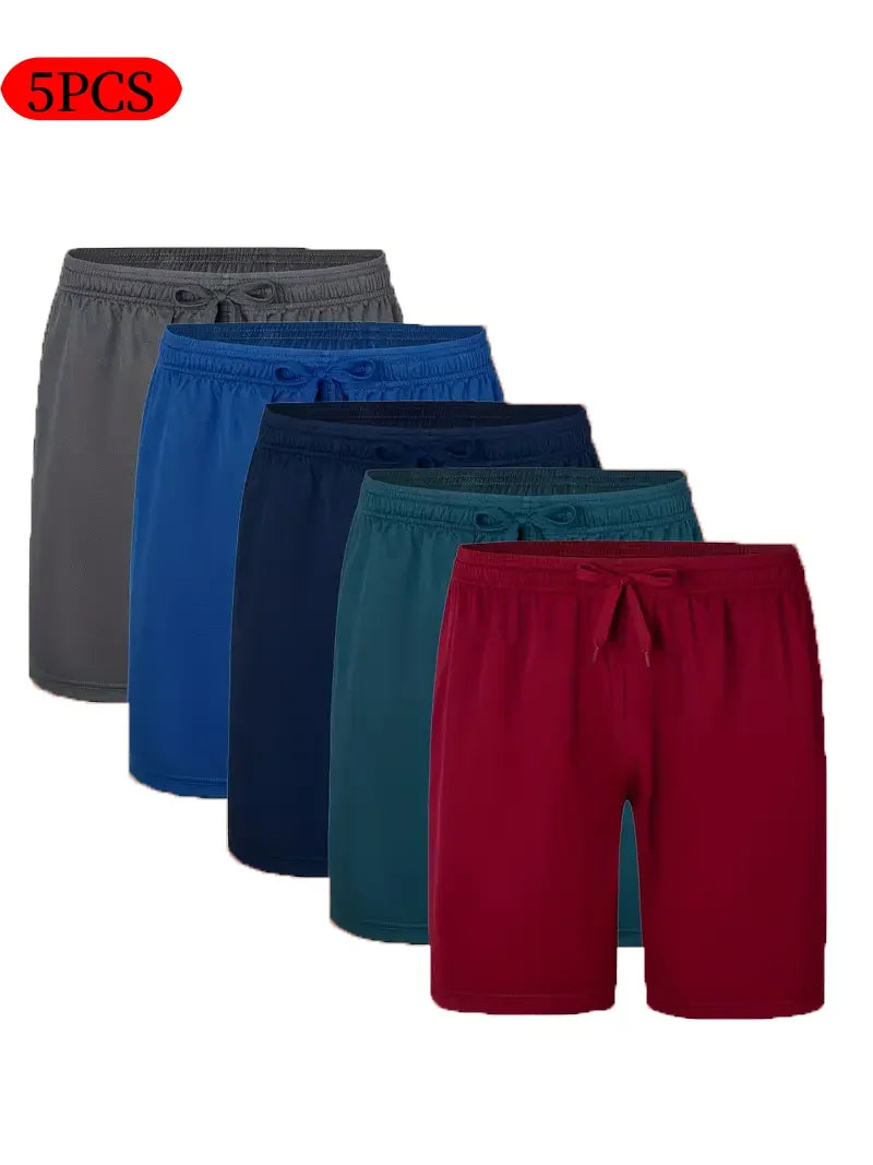 5-piece men's casual shorts with drawstring waistband, breathable fabric, available in multiple colors - ideal choice for summer - Evallys.com
