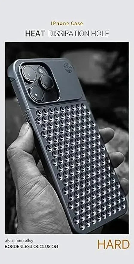 Aromatherapy Phone Case Anti-Scratch Protective Cover Aviation Metal Cooling Simple Shell For iPhone 14 Plus 13 12 15 Pro Max - Evallys.com