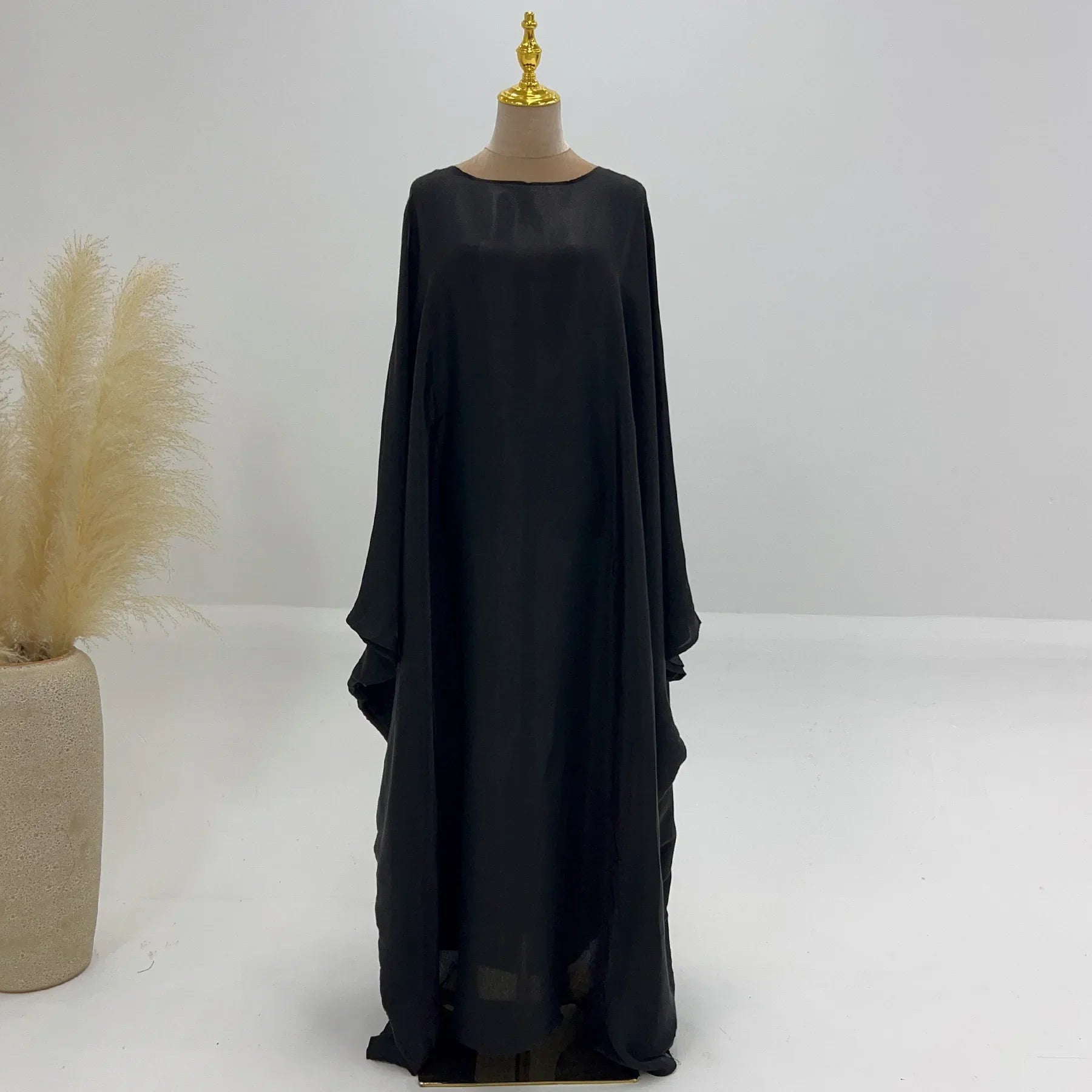 Eid Ramadan Batwing Butterfly Satin Abaya Dubai Luxury Muslim Kaftan Maxi Dress Women Kebaya Robe Caftan Marocain Femme Vestidos - Evallys.com