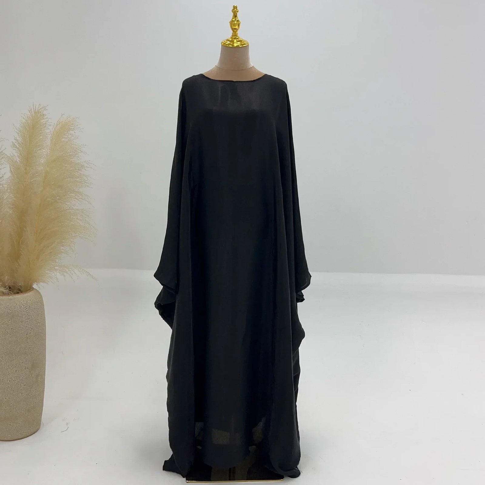 Eid Ramadan Batwing Butterfly Satin Abaya Dubai Luxury Muslim Kaftan Maxi Dress Women Kebaya Robe Caftan Marocain Femme Vestidos - Evallys.com