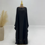 Eid Ramadan Batwing Butterfly Satin Abaya Dubai Luxury Muslim Kaftan Maxi Dress Women Kebaya Robe Caftan Marocain Femme Vestidos - Evallys.com