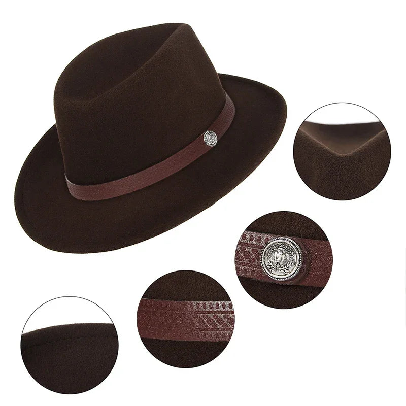 GEMVIE Western Fedora Cowboy Hat – Unisex Wide Brim Sombrero - Evallys.com