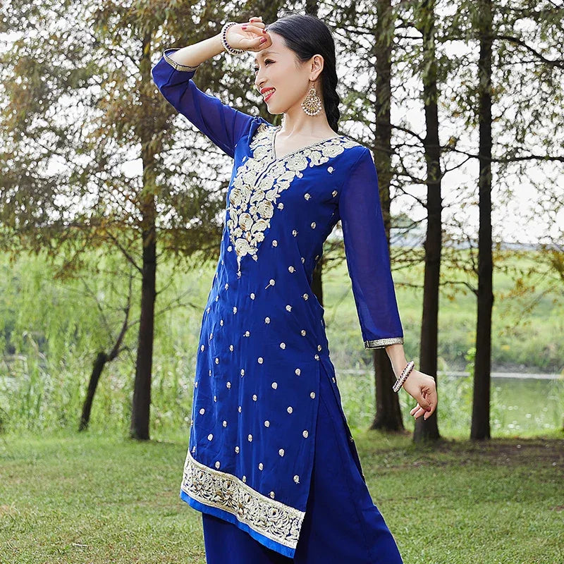Exotic Indian Dance Dress – Ethnic Sari Style Two-Piece Set for Women - Evallys.com