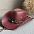 Faux Leather Cowboy Hat – Vintage Unisex Western Jazz Dress Cap - Evallys.com