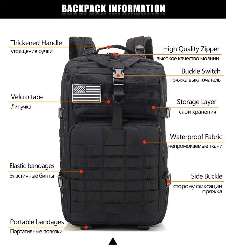30/50L Tactical Backpack – Outdoor Hiking, Hunting & Survival Gear Bag - Evallys.com