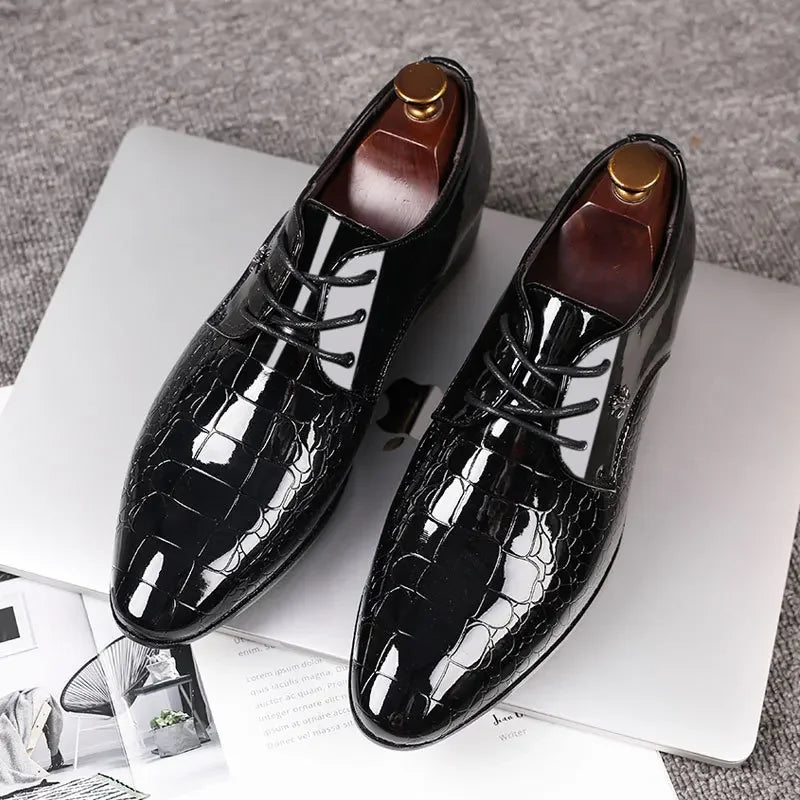 Luxury Men’s Patent Leather Business Shoes – Formal Wedding Oxfords - Evallys.com
